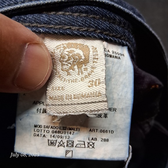 Diesel Jeans Men Size 30x32 Dark Blue Button Fly Safado Regular Slim Straight - Picture 8 of 14